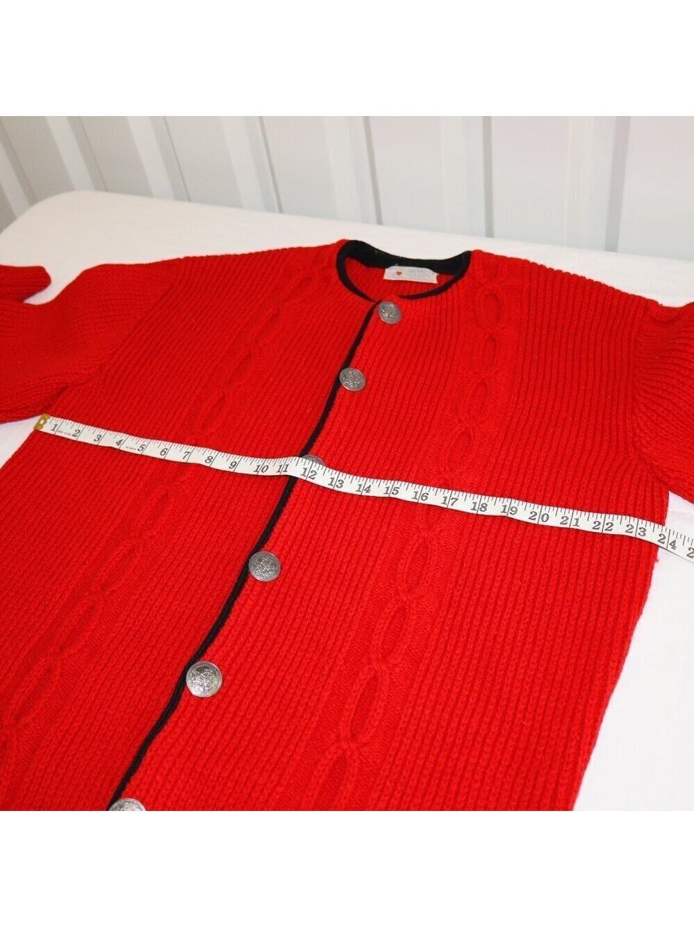 Original Obermeyer Vintage Cardigan Ski Sweater Red Button Front 1960's Large? - Picture 8 of 11